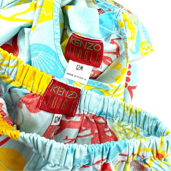 Kenzo Jungle NEW Baby Sz 12M Blue Floral Dress with Panty Set Lightweight Cotton - Picture 6 of 10